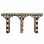 Archevique | Handcrafted Bone Inlay Console Table with Black & Ivory Checkerboard Pattern and Triple Arched Legs – Wooden Slice - Image 2