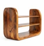 Elowen Solid Wood Curved Shoe Rack with 2 Open Shelves in Natural Finish – Wooden Slice - Image 3