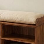Solevia Solid Sheesham Wood Shoe Rack Bench with 4 Open Shelves in Natural Finish – Wooden Slice - Image 3