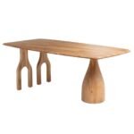 Arch & Form | Solid Wood 6 Seater Dining Table with Sculptural Arch Legs in Natural Beige Finish – Wooden Slice - Image 2