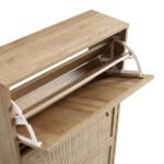 Aurelia Rattan Shoe Cabinet | Solid Wood 3-Tier Shoe Storage - Image 3