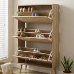 Aurelia Rattan Shoe Cabinet | Solid Wood 3-Tier Shoe Storage - Image 7