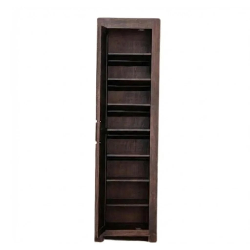 Avenor | Solid Sheesham Wood Tall Shoe Cabinet with 1 Door & 8 Shelves in Walnut Finish – Wooden Slice - Image 4