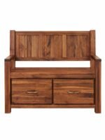 Bravelle | Solid Sheesham Wood Shoe Cabinet with Seat, 2 Doors & 4 Shelves in Brown Finish – Wooden Slice - Image 5