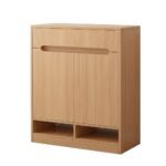 Norvane | Solid Wood Shoe Cabinet with Dual Doors & Open Storage in Natural Finish – Wooden Slice - Image 5