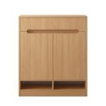 Norvane | Solid Wood Shoe Cabinet with Dual Doors & Open Storage in Natural Finish – Wooden Slice - Image 4