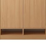 Norvane | Solid Wood Shoe Cabinet with Dual Doors & Open Storage in Natural Finish – Wooden Slice - Image 2