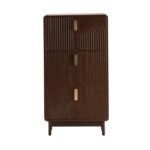 Elvar Solid Wood 3-Tier Fluted Shoe Cabinet in Dark Brown Finish – Wooden Slice - Image 7