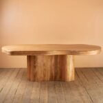Solstice | Solid Wood Oval Dining Table with Sculptural Pedestal Base in Natural Finish – Wooden Slice - Image 2