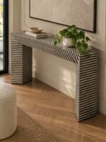 Ebony Cascade Inlay Console Table | Black Vegan Shell Waterfall Console - Image 2