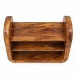 Elowen Solid Wood Curved Shoe Rack with 2 Open Shelves in Natural Finish – Wooden Slice - Image 2
