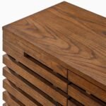 Orvessa | Solid Wood 3-Door Slatted Shoe Cabinet in Brown Finish – Wooden Slice - Image 4