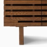 Orvessa | Solid Wood 3-Door Slatted Shoe Cabinet in Brown Finish – Wooden Slice - Image 3
