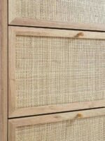 Aurelia Rattan Shoe Cabinet | Solid Wood 3-Tier Shoe Storage - Image 2