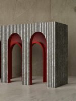 Arched Elegance Vegan Shell Inlay Entryway Console Table - Image 2