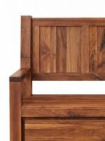 Bravelle | Solid Sheesham Wood Shoe Cabinet with Seat, 2 Doors & 4 Shelves in Brown Finish – Wooden Slice - Image 4
